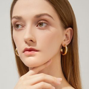 French circle diamond large earrings, women's European and American high-end earrings, niche design, sensory designer, personalized gold earrings