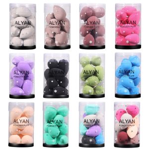 ALYAN Mini Beauty Egg Cylinder 10 pcs Soak water to get bigger Wet and Dry Makeup Sponge Puff Foundation BB