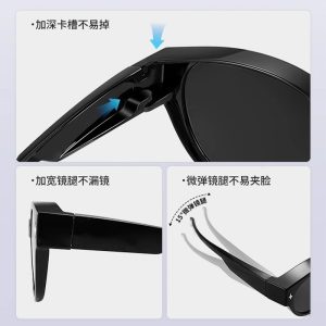 New large-frame sunglasses, face-showing little women's glasses, can be worn with myopia, anti-ultraviolet sunglasses, polarized driving shading