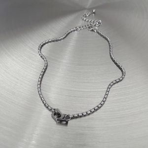 Simple double ring buckle titanium steel necklace men's cold style niche sense of luxury, street hip-hop clavicle chain couple accessories tide