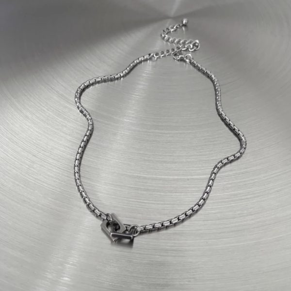 Simple double ring buckle titanium steel necklace men's cold style niche sense of luxury, street hip-hop clavicle chain couple accessories tide - Image 4