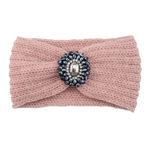 European and American diamond-encrusted gemstone knitted headbands, warm ear protection headbands, hair accessories autumn and winter