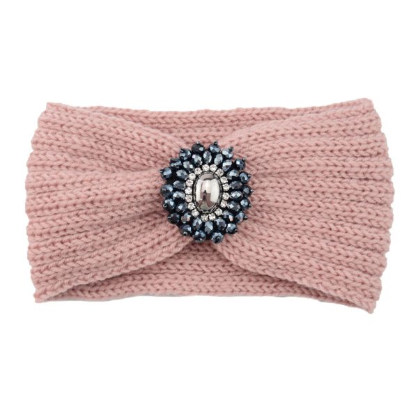 European and American diamond-encrusted gemstone knitted headbands, warm ear protection headbands, hair accessories autumn and winter - Image 4