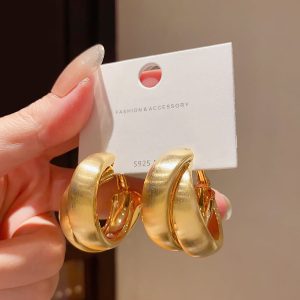 Niche vintage brushed metal cross hoop earrings big earrings women's high-end sense of cold style exaggerated fashion earrings