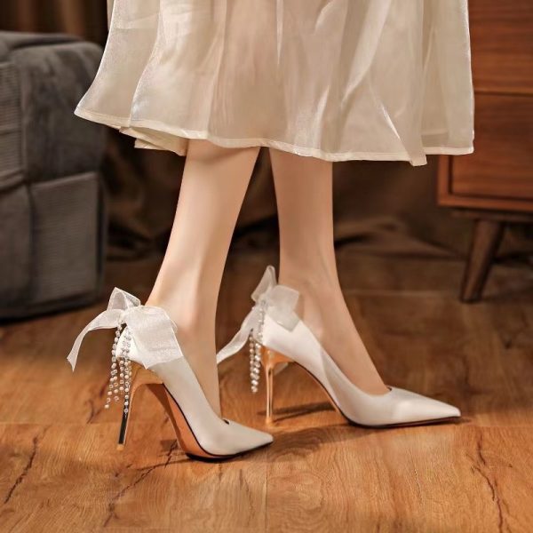 French High Heels Women's 2025 New Sexy Cheongsam Shoes Dress Shoes Bridesmaid Shoes Stiletto Heels White Wedding Shoes Bridal Shoes