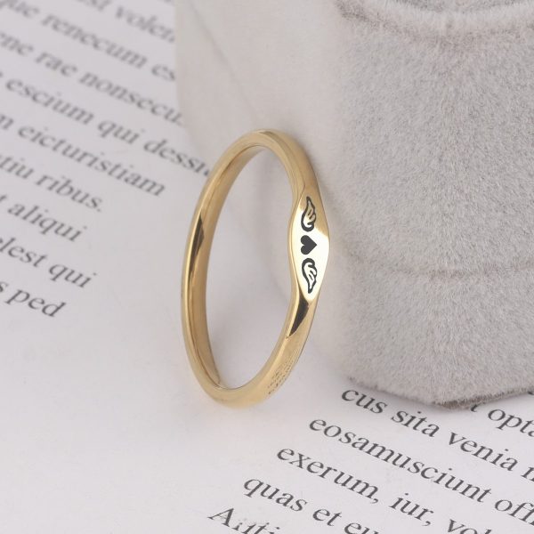 Cross-border popular angel wing rings, European and American women's simple heart-shaped tail rings, tide men's hearts, titanium steel jewelry wholesale - Image 4