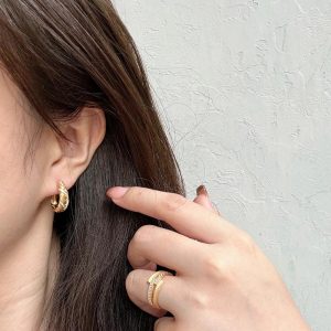 Medieval style Italian brushed wheat ear knitted ear buckles French vintage Seiko high-end diamond set niche women's earrings