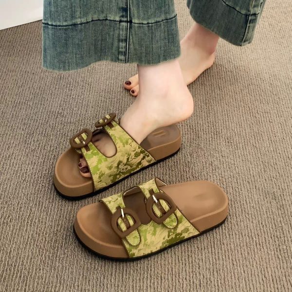Thick-soled Birkenstock Slippers Women's Summer Wear 2025 New Super Hot Sandals Women's Flat Beach Boken Sandals - Image 5