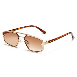 Cross-border vintage small frame metal sunglasses fashion sunglasses trend men's and women's double beam UV protection glasses wholesale