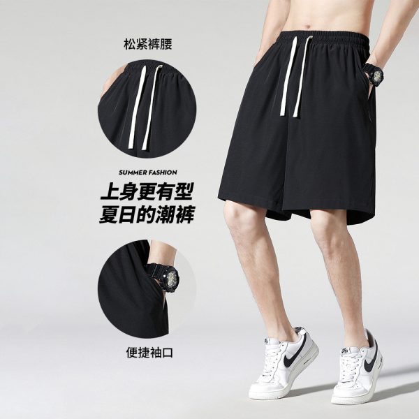 Quick-drying ice silk five-point pants men's summer foreign trade thin Hong Kong style loose large size wear big pants sports shorts - Image 2