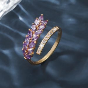 Cross-border hot-selling wheat ear rings, women's niche, high-end light luxury, non-fading rings, fashionable, simple and versatile rings, hand jewelry