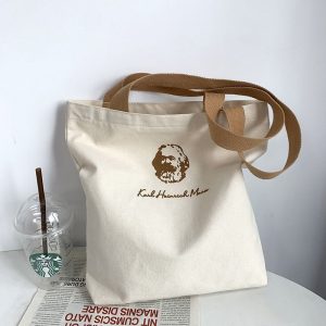 Cultural and creative peripherals, Marx canvas bags, male and female school student handbags, tutoring tutoring school bags, cloth bags, new trends
