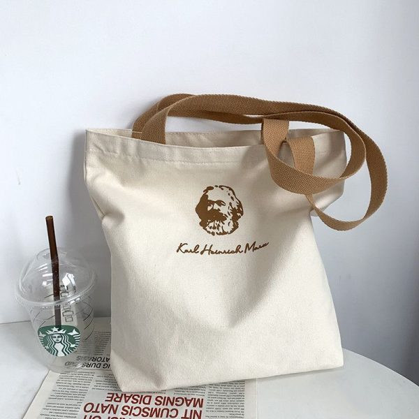 Cultural and creative peripherals, Marx canvas bags, male and female school student handbags, tutoring tutoring school bags, cloth bags, new trends - Image 2