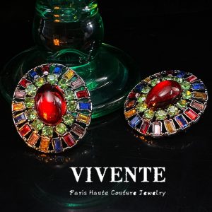French retro marking earrings catwalk glazed Western antique heavy vintage temperament antique jewelry