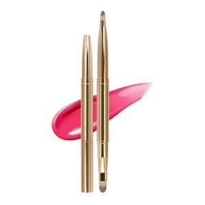 Double-headed lip brush lipstick brush retractable portable smudge professional makeup artist special advanced makeup brush with cover lip film brush