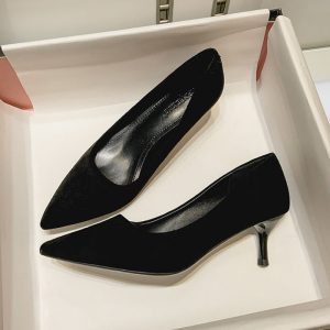 Office etiquette black high heels women's thin heel OL professional shoes sexy temperament pointed shoes