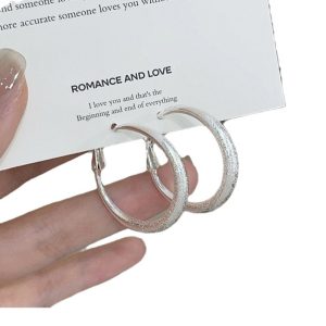 French matte baby's breath hoop earrings women's simple niche design earrings versatile temperament high-end earrings
