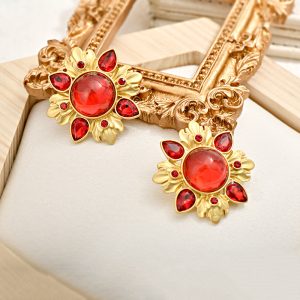 vintage glass french design crystal earrings Douyin hot sale vintage style 925 silver vintage glass earrings
