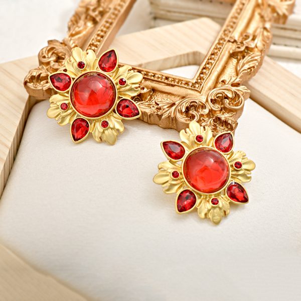 vintage glass french design crystal earrings Douyin hot sale vintage style 925 silver vintage glass earrings - Image 4