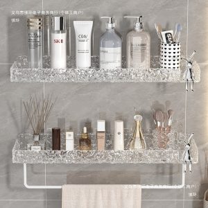Bathroom shelf free punching acrylic toilet bathroom sink wall hanging wall cosmetics storage ring