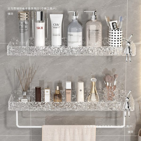 Bathroom shelf free punching acrylic toilet bathroom sink wall hanging wall cosmetics storage ring - Image 3