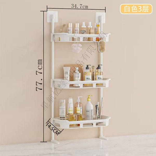 Bathroom toilet multi-layer storage rack, bathroom punching-free storage rack, kitchen wall hanging cleaning utensil storage shelf - Image 2