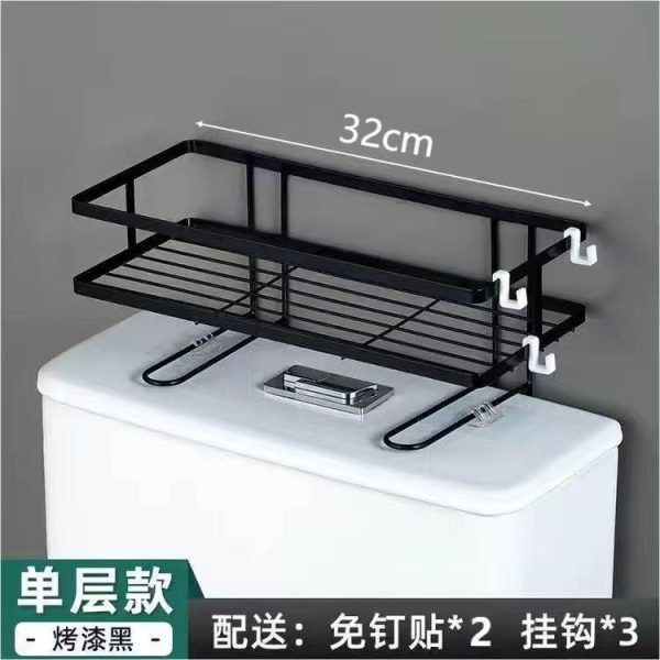 Cross-border non-perforated toilet shelf, bathroom utility storage rack, bathroom multi-functional water tank storage shelf, artifact - Image 2