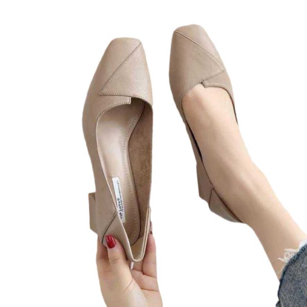 Sampers women's 2023 new spring and summer versatile high heels thick heels office professional pointed toe work leather shoes - Image 5