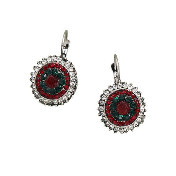 Retro bohemian ethnic style full of diamonds French buckle earrings stud earrings accessories AliExpress ebay hot sale - Image 5