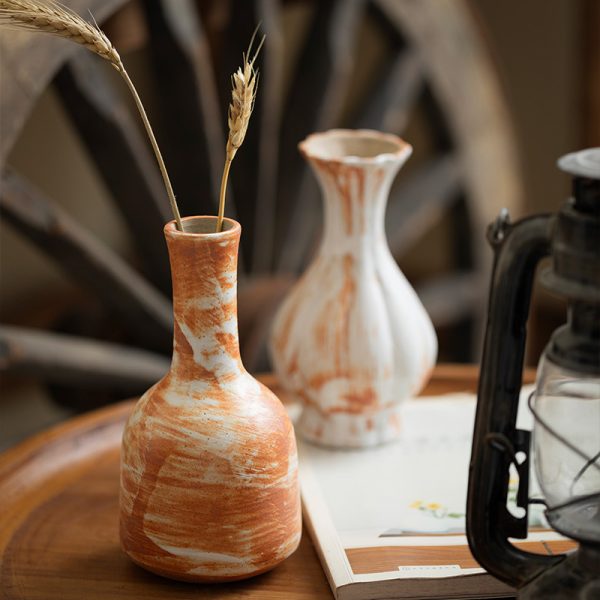 Jingdezhen new Chinese ceramic small vase, living room, home decoration, flowers, red and white porcelain, handmade flower arrangement, tea table ornaments - Image 2