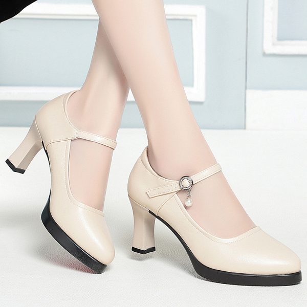 Casual etiquette high heels, leather shoes, soft leather platform shoes, thick heel catwalk shoes, platform strap women's shoes - Image 4