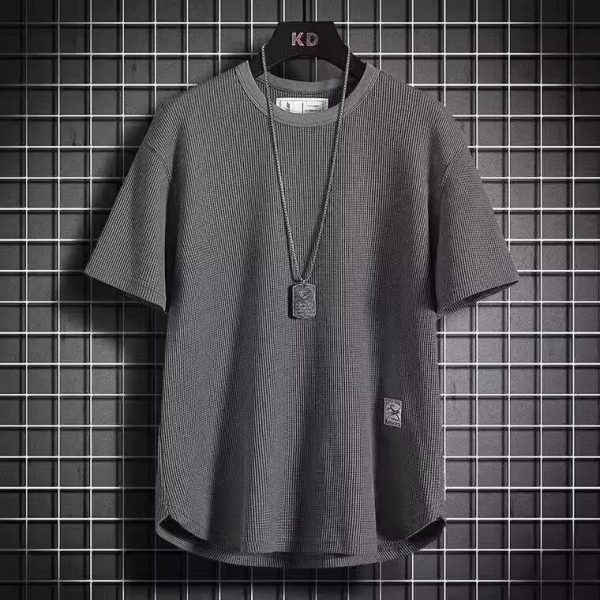 Linen short-sleeved t-shirt men's summer new half-sleeved T-shirt cotton linen solid color loose bottoming shirt white five-quarter sleeves