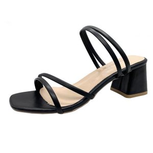 Foreign trade large size two wear sandals women outside wear 2021 summer new thick heels with fairy gentle wind high-heeled sandals