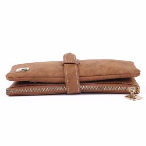 Cross-border women's new Korean version retro frosted two-fold drawstring women's long wallet multi-card position women's wallet wholesale