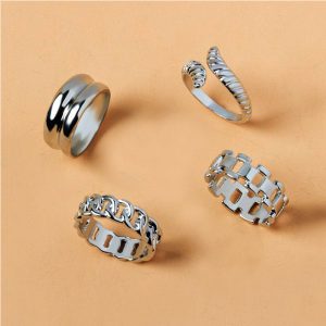 European and American cross-border new simple personality snake ring women's retro fashion snake joint ring set of four pieces