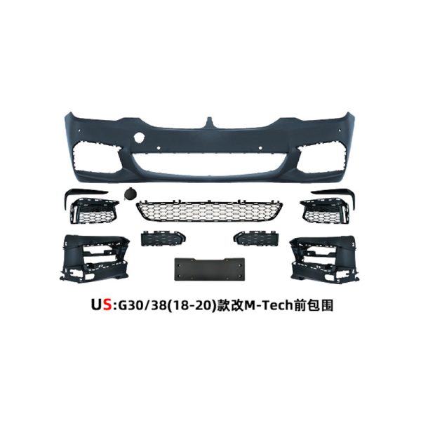 For 18-21 BMW 5 Series Modified MT MP Surround G30 38 Front and Rear Bars Middle Mesh Side Skirt Rear Wing Kit - Image 3