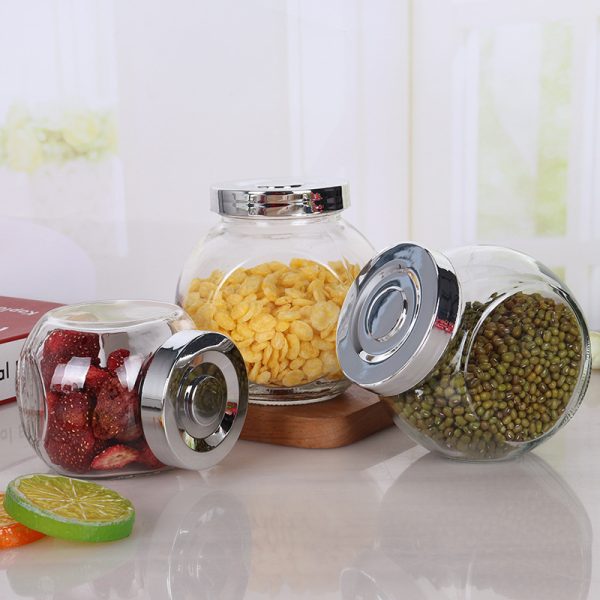 180ml flat drum bottle, clear glass sealed candy jar, kitchen cereal storage, wide mouth dried fruit snack storage bottle - Image 4