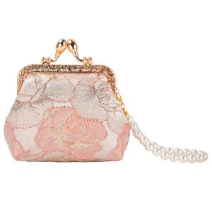 [Qian Li] new Chinese style brocade mouth gold bag coin wallet women's hand pearl mouth gold bag finished product wholesale