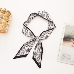 Nordic striped minimalist style long silk scarf women's headband decoration scarf with shirt spring and autumn hairband belt tie bag