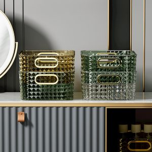 Cosmetics desktop storage box, large capacity high-end bathroom storage box, mask skin care product storage box