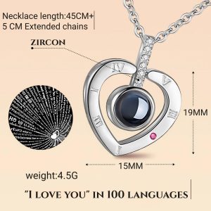 OZON HIT 100 KINDS I Love You Language Projection Necklace Female Does Not Fade Premium Sense Love Heart Pendant Male