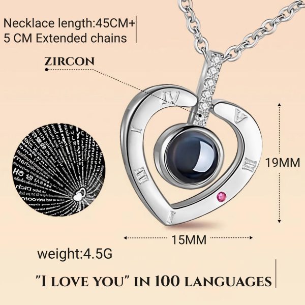 OZON HIT 100 KINDS I Love You Language Projection Necklace Female Does Not Fade Premium Sense Love Heart Pendant Male - Image 2
