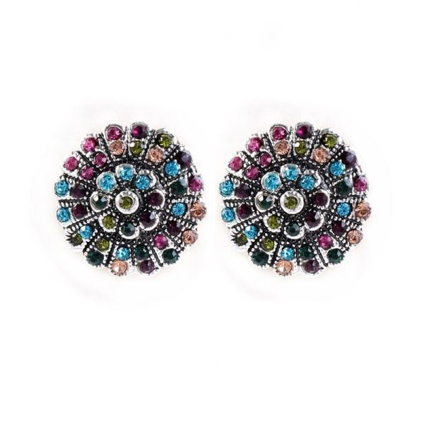 AliExpress ebay hot sale vintage bohemian ethnic style full of diamonds French buckle earrings stud earrings earrings - Image 5