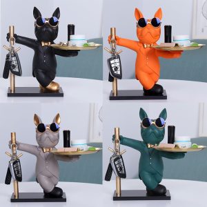 Nordic Light Luxury Bulldog Tray TV Cabinet Living Room Desktop Decoration Creative Decoration Entrance Storage Gift