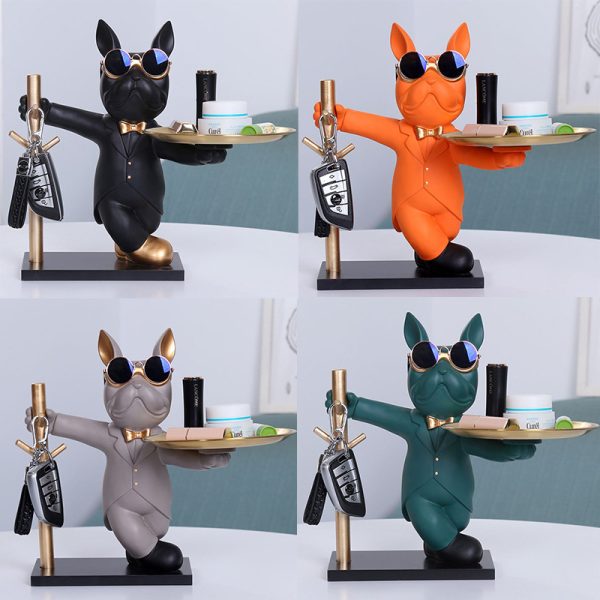 Nordic Light Luxury Bulldog Tray TV Cabinet Living Room Desktop Decoration Creative Decoration Entrance Storage Gift