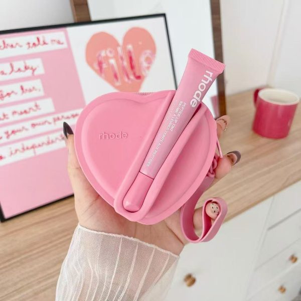 Hailey's same rhode lipstick, lip gloss, love silicone bag, small change, heart-shaped cosmetic bag, e-cigarette bag - Image 3