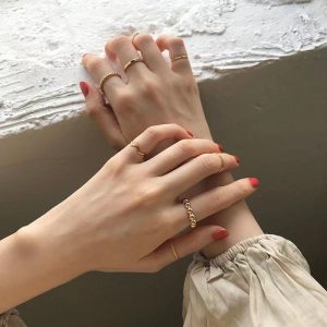 8 rings female fashion personality ins tide retro index finger ring cold wind Japanese style light luxury net red tail ring hand jewelry