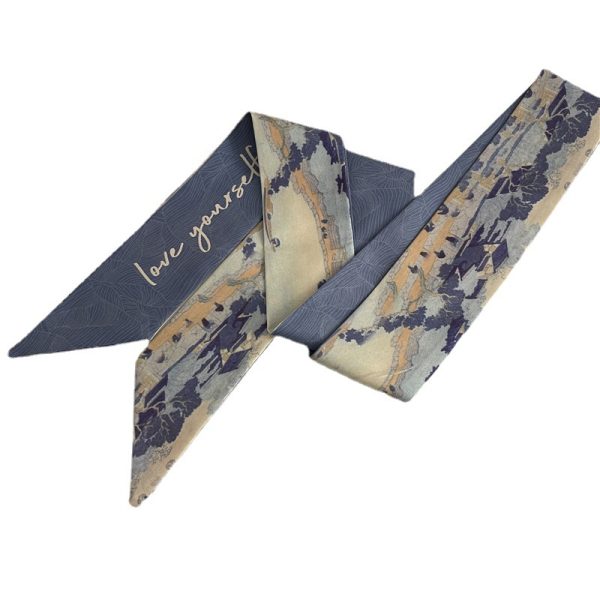 European fashion temperament pattern retro headband long silk scarf ribbon high-end streamer versatile trend geometric hair accessories - Image 5