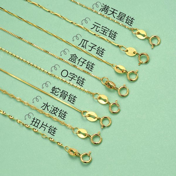 S925 sterling silver necklace female gold-plated necklace box chain, snake bone chain, O-word chain, clavicle chain, silver chain jewelry wholesale - Image 3