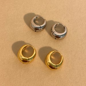 French Celi Earrings Women's Gold Hoops Premium Copper Plated 18k Real Gold Circle Earrings Earrings Plain Ring Earrings